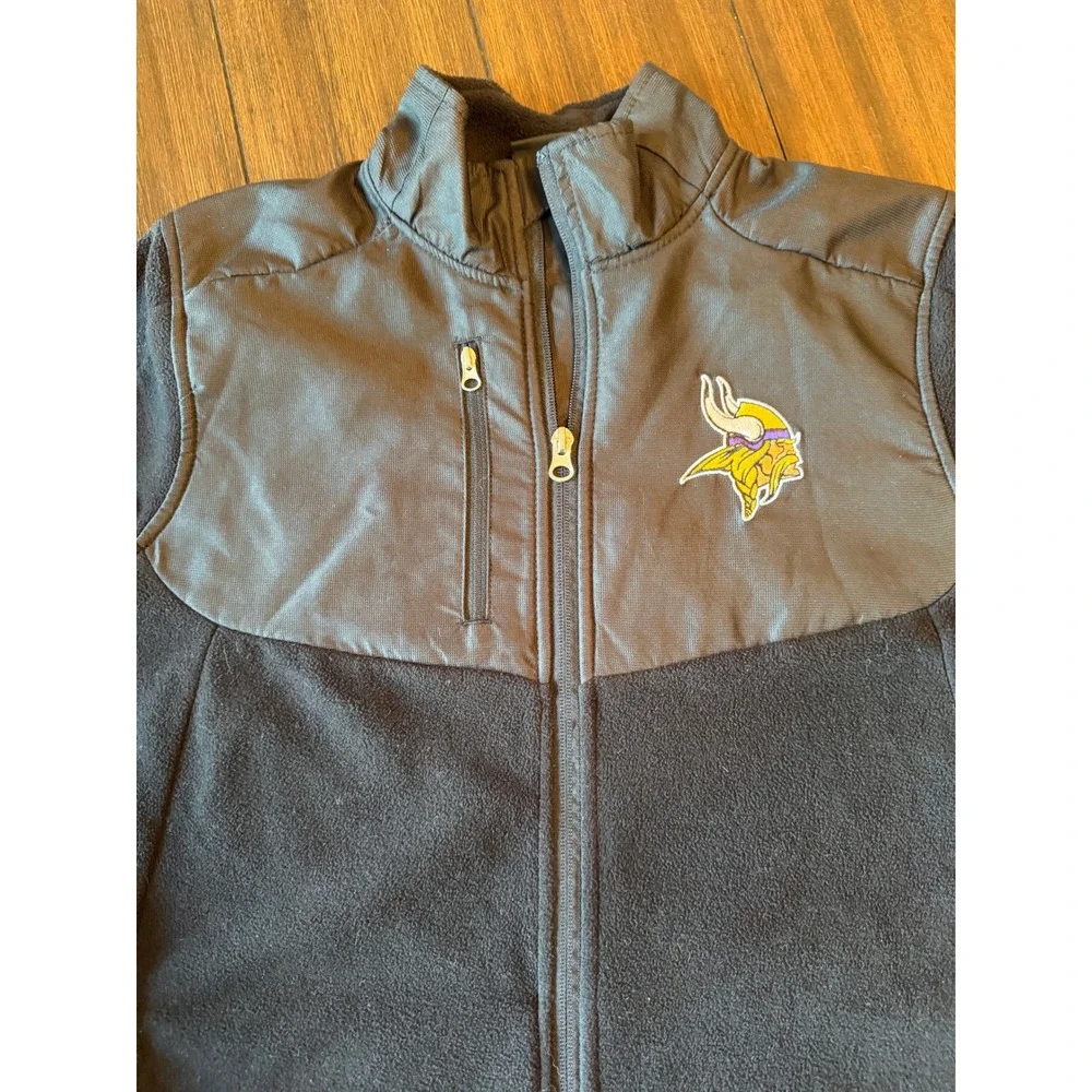 NFL Team Apparel Minnesota Vikings Youth Fleece Full Zip Jacket Black M 10/12
